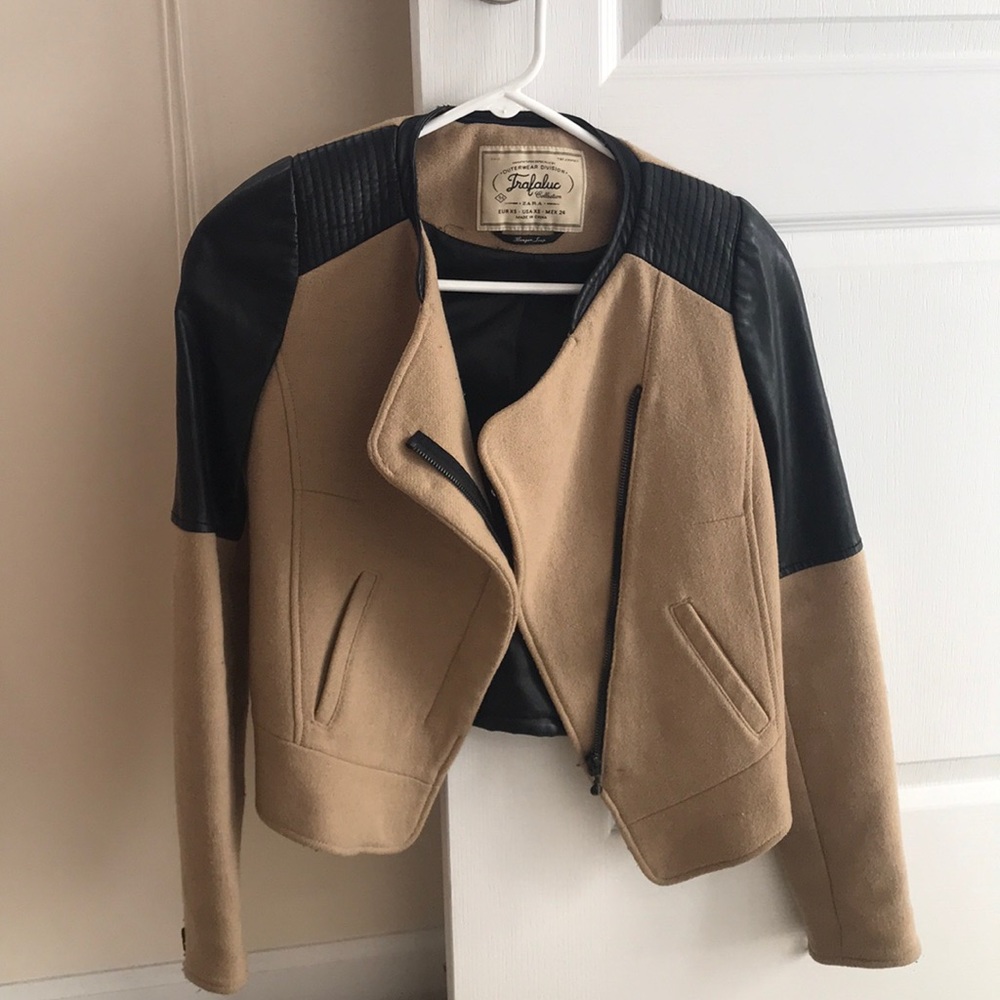 Zara Mixed Media Leather & Wool Jacket